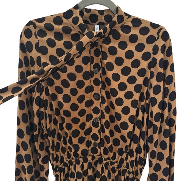 Rachel Pally Rayon Dana Dress Polka Dot Tan Black Size Medium - Picture 8 of 13